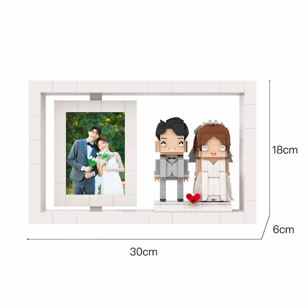 Full Body Customizable 2 People Photo Frame Personalized Interlocking Plastic Toy Best Sisters Custom Brick Figures Small Particle Block Brick Me Figures Home Decoration