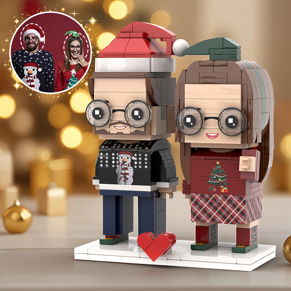 Unforgettable Christmas Gift Customizable Head Interlocking Toy & Ugly Fun Couple Sweaters