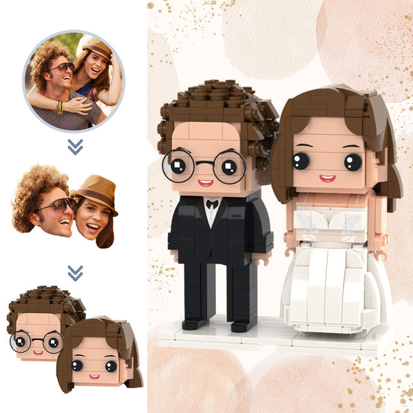 Custom Wedding Brick Figures: Customizable Head 2-Person Design Unique Wedding Gift