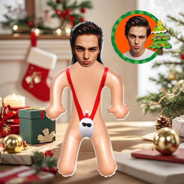 Personalized Sexy Santa Mankini Mini-Balloon-me Custom Face Air Minime Doll Funny Inflatable Doll Christmas Gift