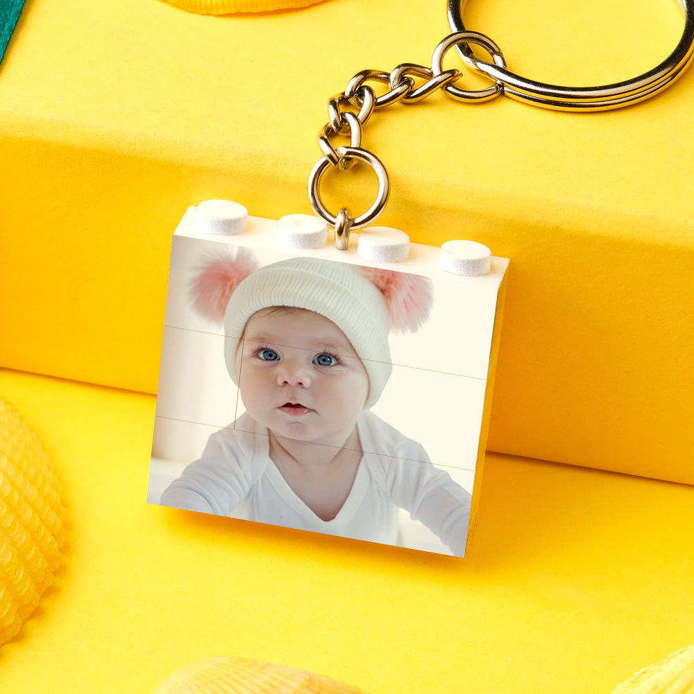 Custom Photo Building Block Keyring Bricks Puzzle Keychain Square Shape