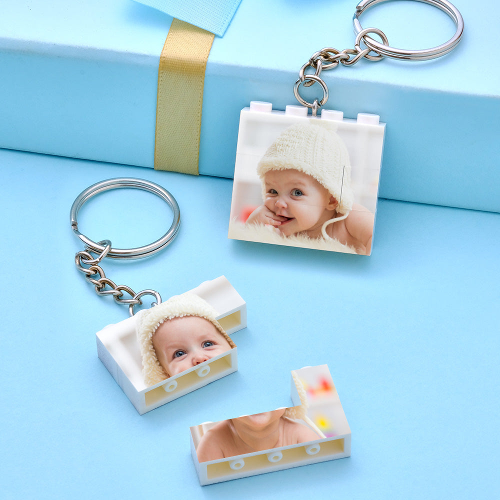 Custom Photo Building Block Keyring Bricks Puzzle Keychain Square Shape