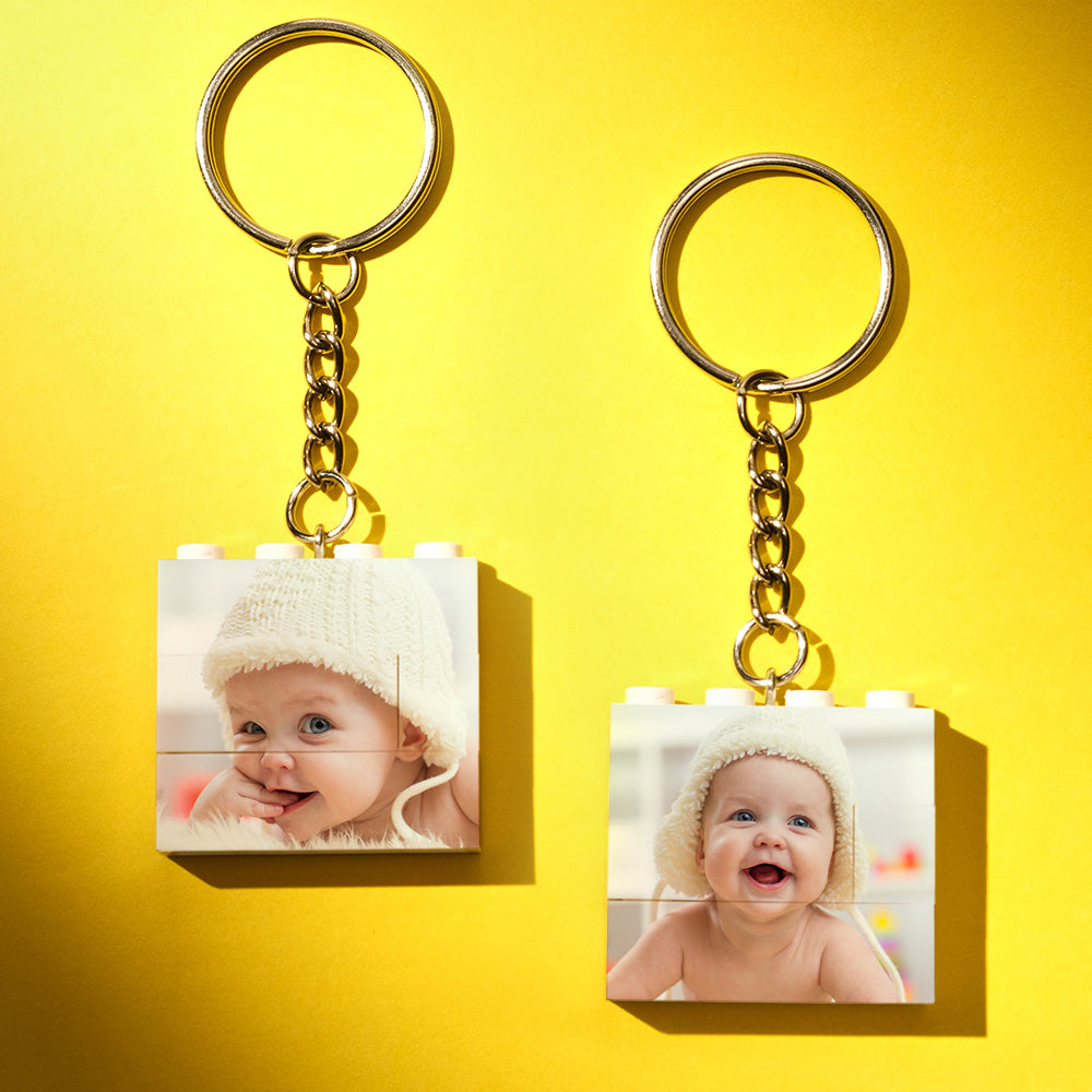 Custom Photo Building Block Keyring Bricks Puzzle Keychain Square Shape