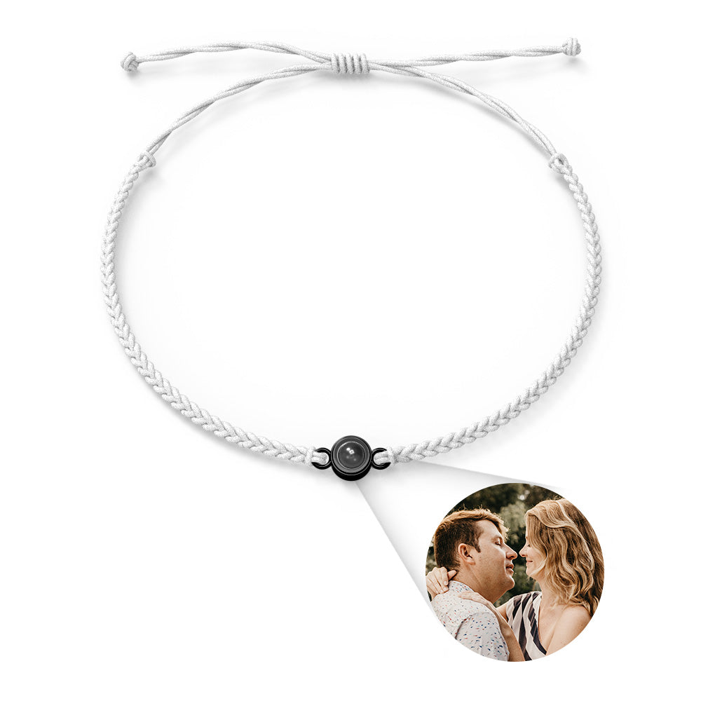 Custom Photo Projection Bracelet Braided Blue Rope Circle Bracelet Best Gift For Lovers