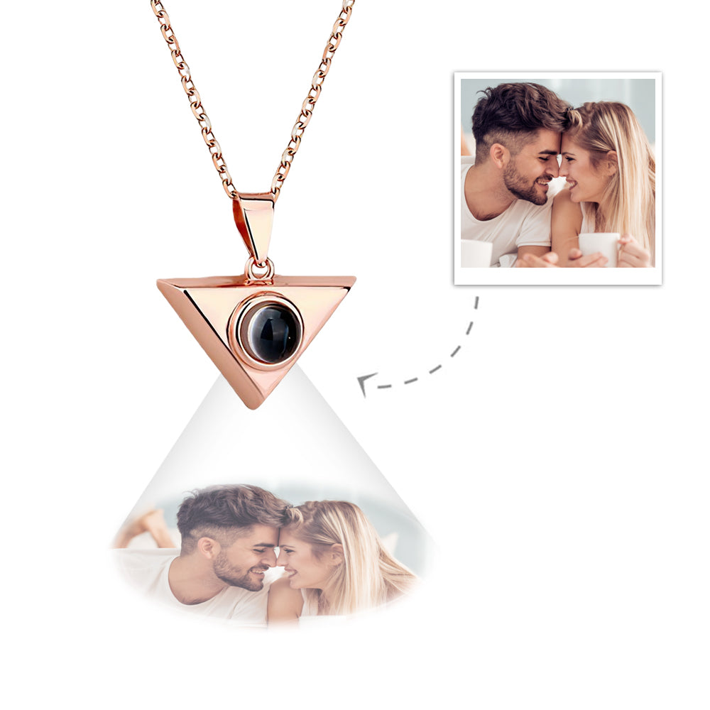 Custom Projection Necklace Triangle Photo Necklace Gift for Couples