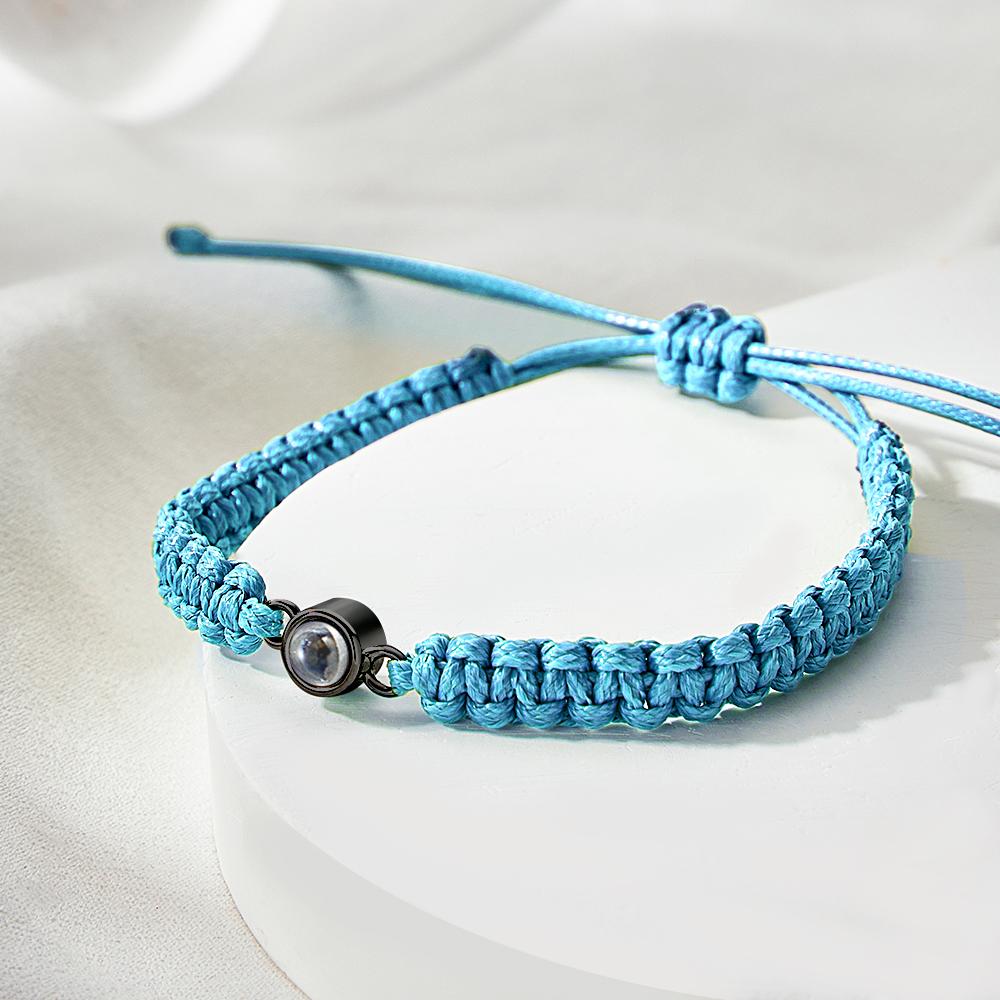 Personalized Braided Photo Projection Bracelet Fishtail Rope Men's Bracelet Hand Braided Bracelet Gift for Men