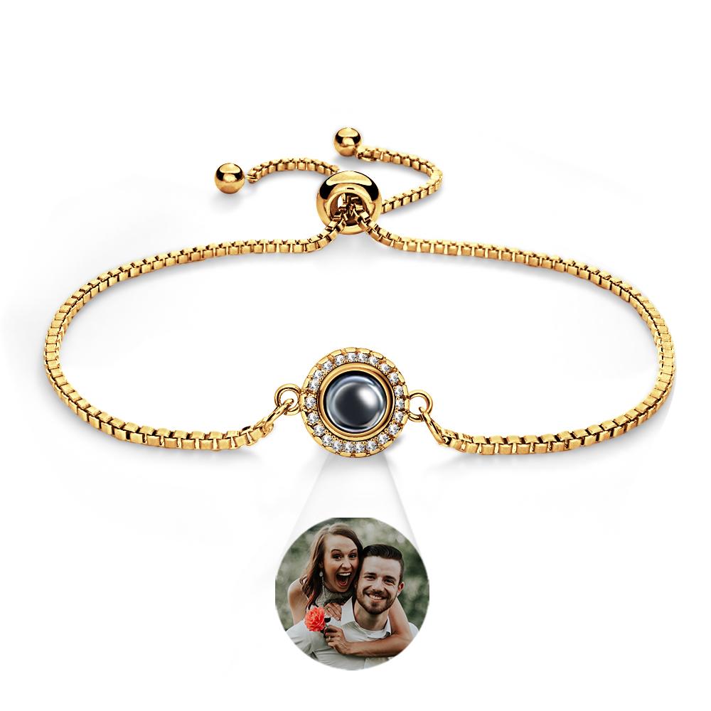 Personalized Photo Projection Bracelet Round Zircon Adjustable Bracelet