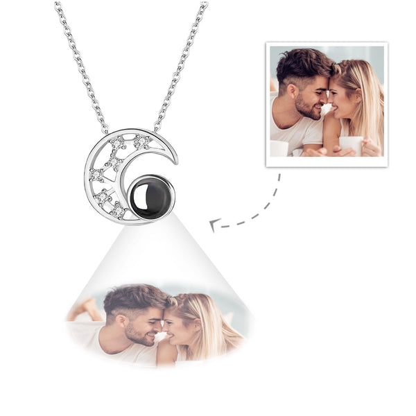 Custom Projection Necklace Moon Photo Necklace Gift for Couples