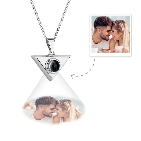 Custom Projection Necklace Triangle Photo Necklace Gift for Couples