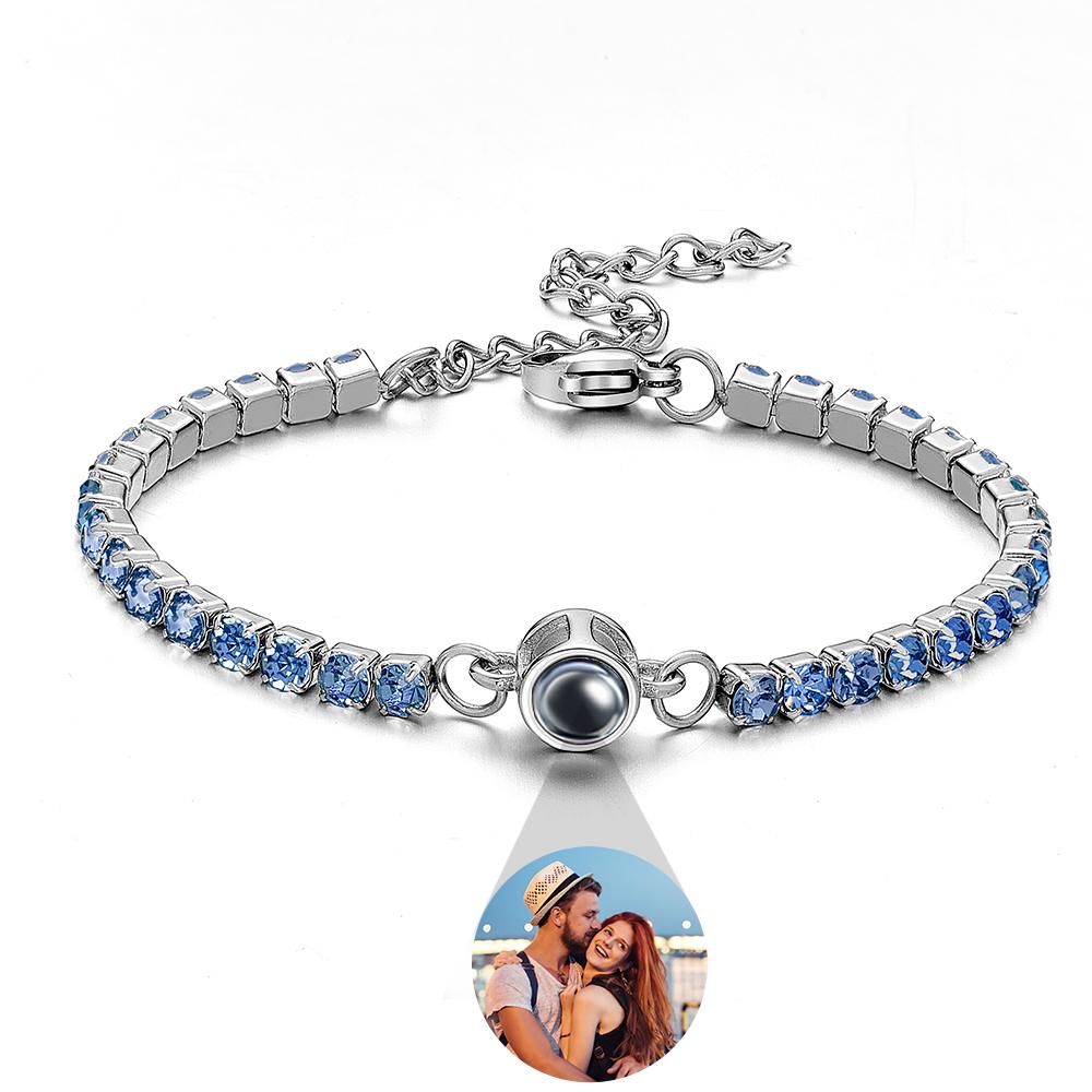 Custom Photo Projection Bracelet Tennis Bracelet Fashionable All Diamonds Bracelet Gifts For Her