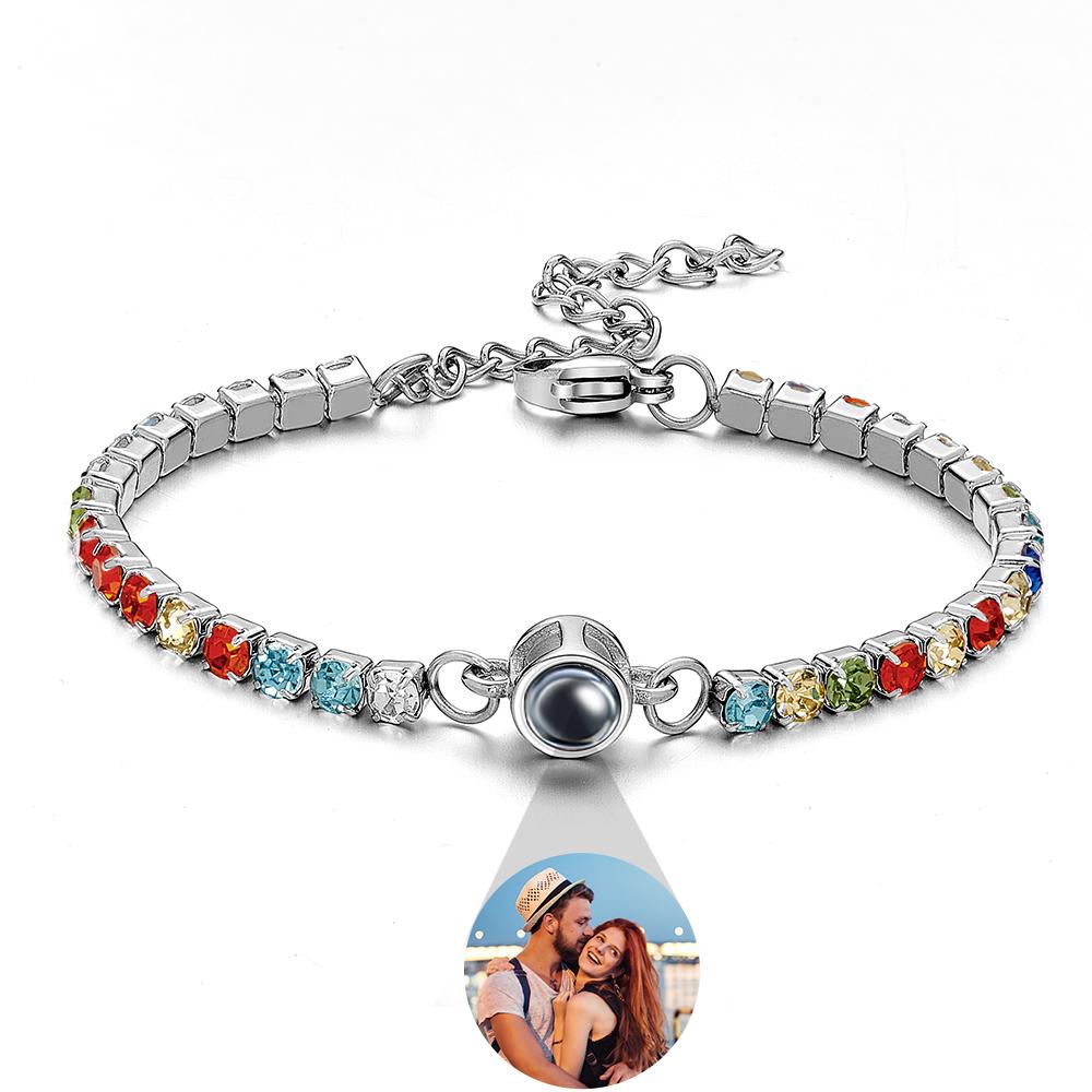 Custom Photo Projection Bracelet Tennis Bracelet Fashionable All Diamonds Bracelet Gifts For Her