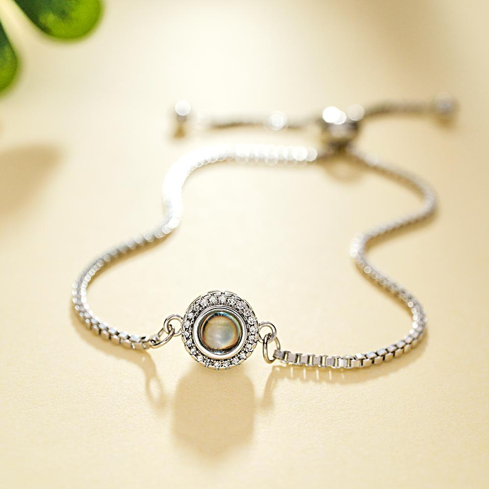 Personalized Photo Projection Bracelet Round Zircon Adjustable Bracelet