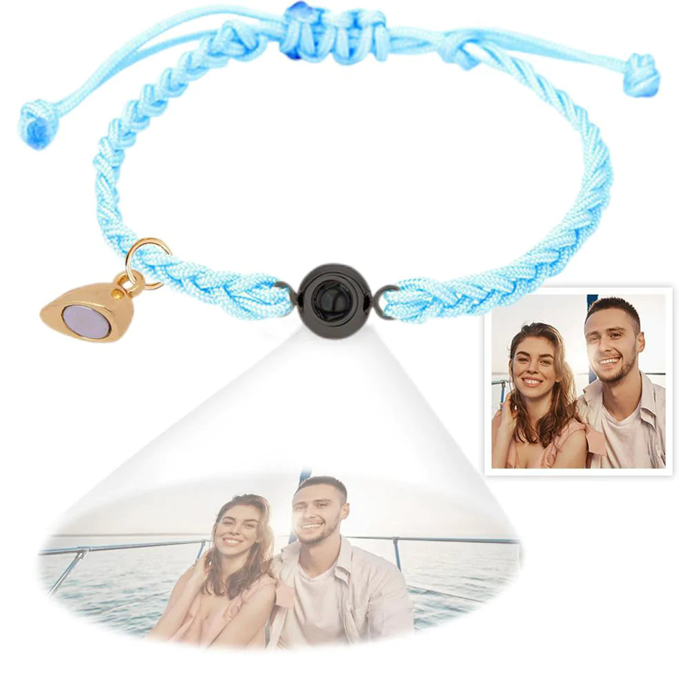 Custom Photo Projection Bracelet Simple Woven Heart Magnetic Bracelet Gift for Couple