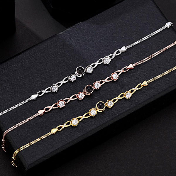 Personalized Photo Projection Bracelet Round Zircon Adjustable Bracelet