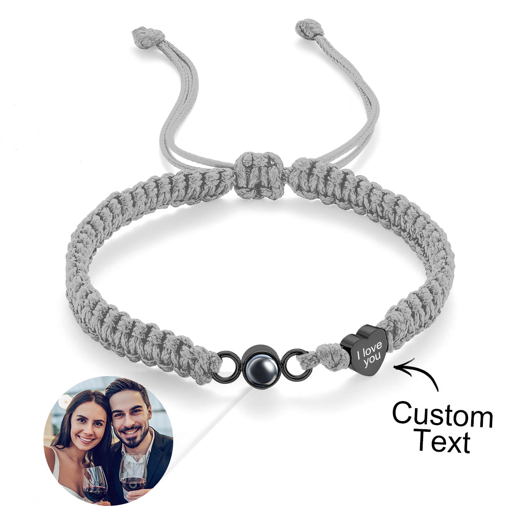 Custom Photo Projection Bracelet Heart Couple Gift