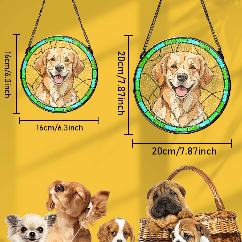 Custom Pet Portrait Art Suncatcher Stained Glass Ornament Dog Memorial Gifts for Pet Lovers