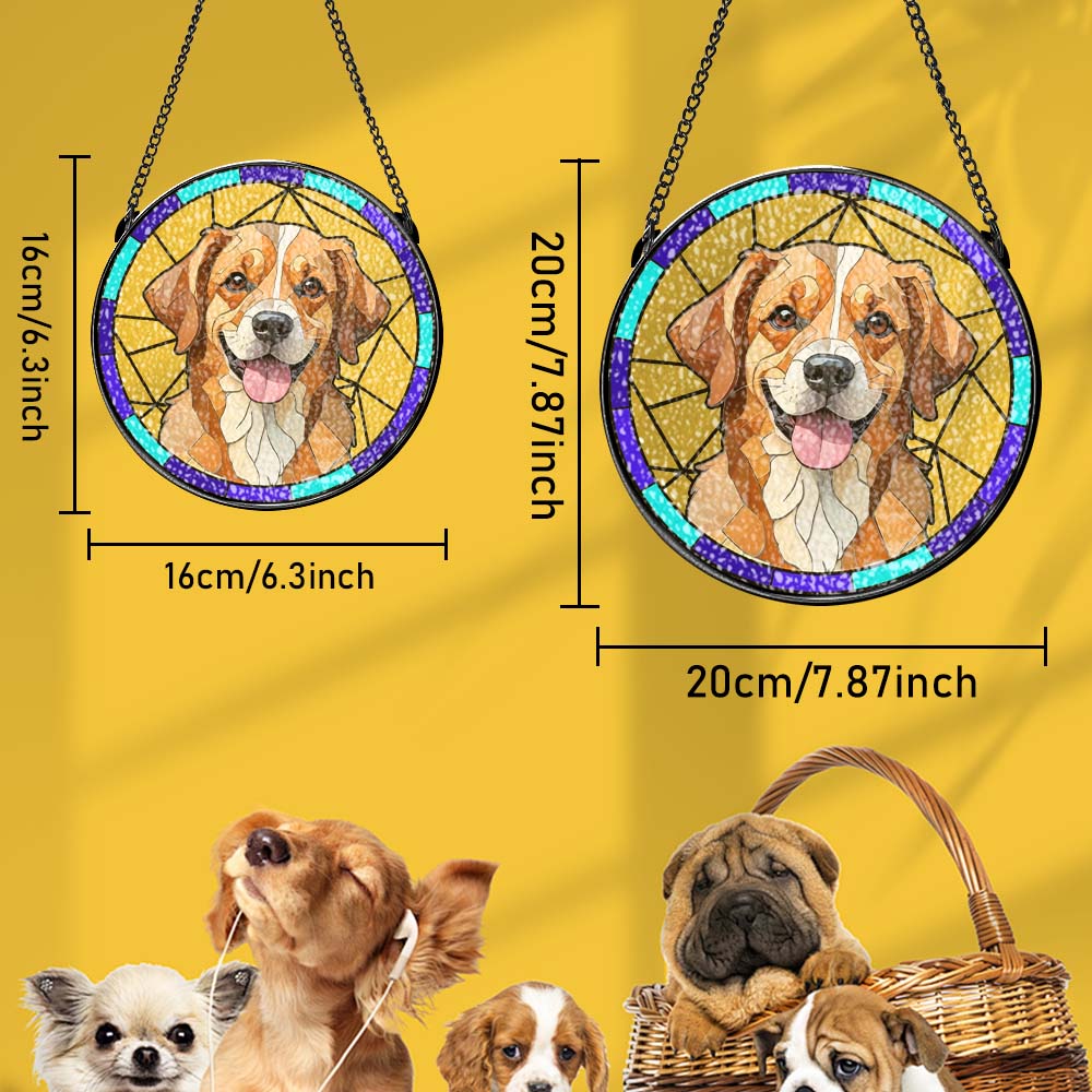 Personalized Pet Stained Glass Art Suncatcher Pet Memorial Ornament Gifts for Pet Lovers