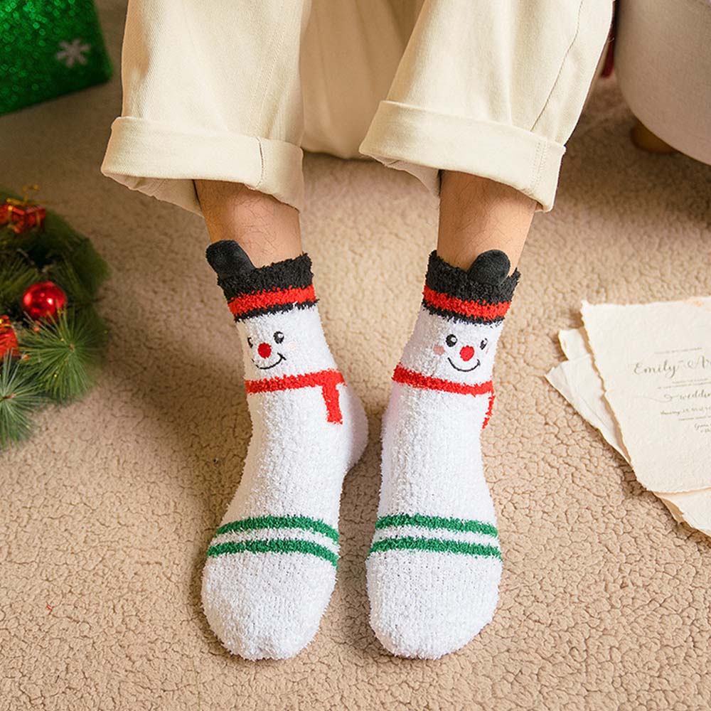 Christmas Socks Plush Coral Fleece Parent-child Christmas Socks Winter Home Floor Socks Christmas Gifts