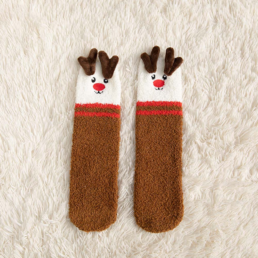 Christmas Socks Plush Coral Fleece Parent-child Christmas Socks Winter Home Floor Socks Christmas Gifts