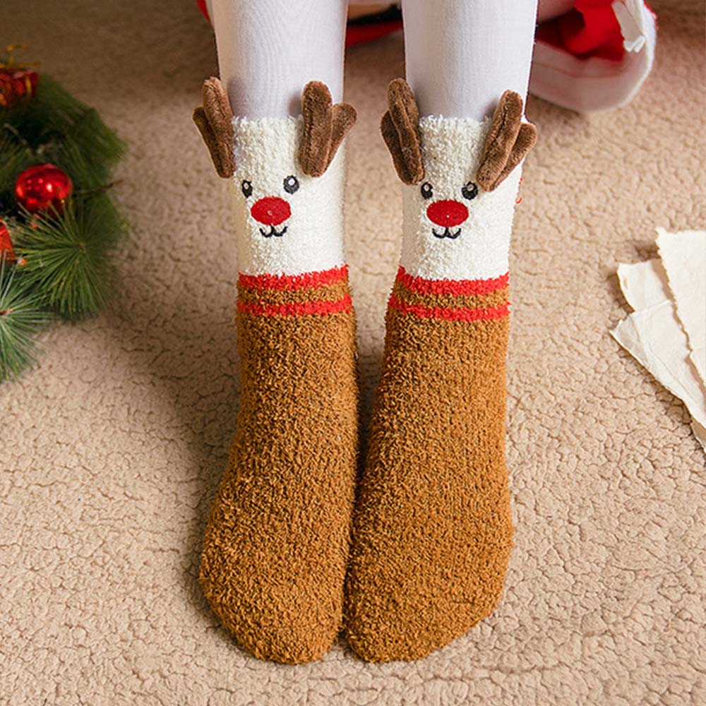 Christmas Socks Plush Coral Fleece Parent-child Christmas Socks Winter Home Floor Socks Christmas Gifts