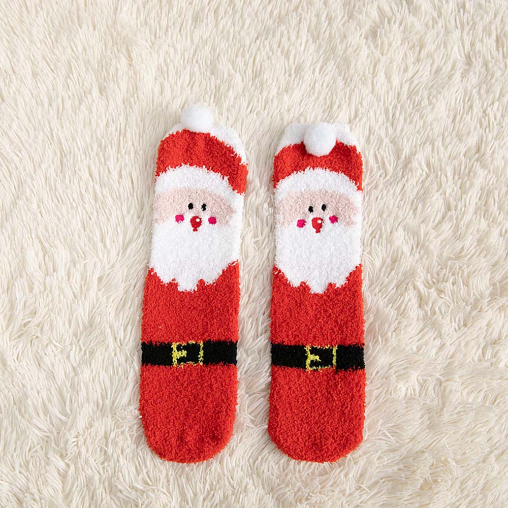 Christmas Socks Plush Coral Fleece Parent-child Christmas Socks Winter Home Floor Socks Christmas Gifts