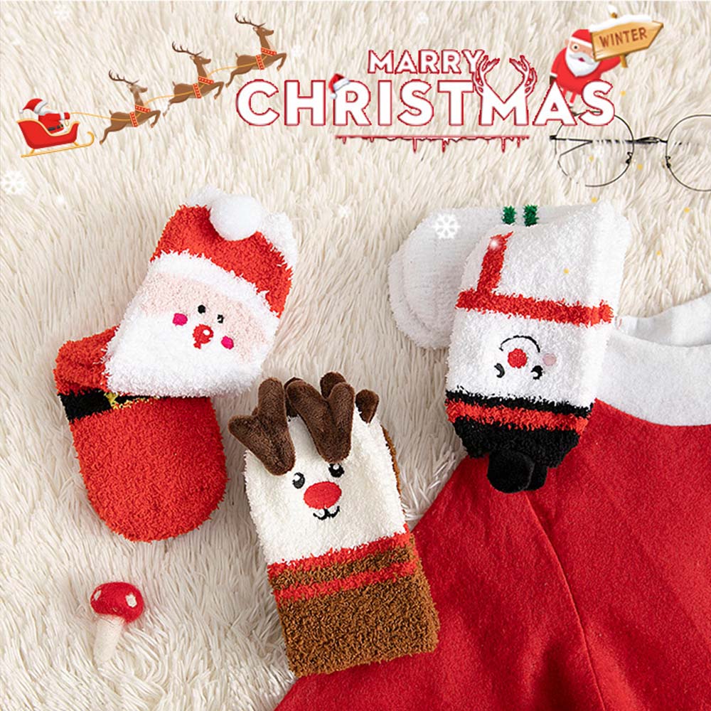 Christmas Socks Plush Coral Fleece Parent-child Christmas Socks Winter Home Floor Socks Christmas Gifts