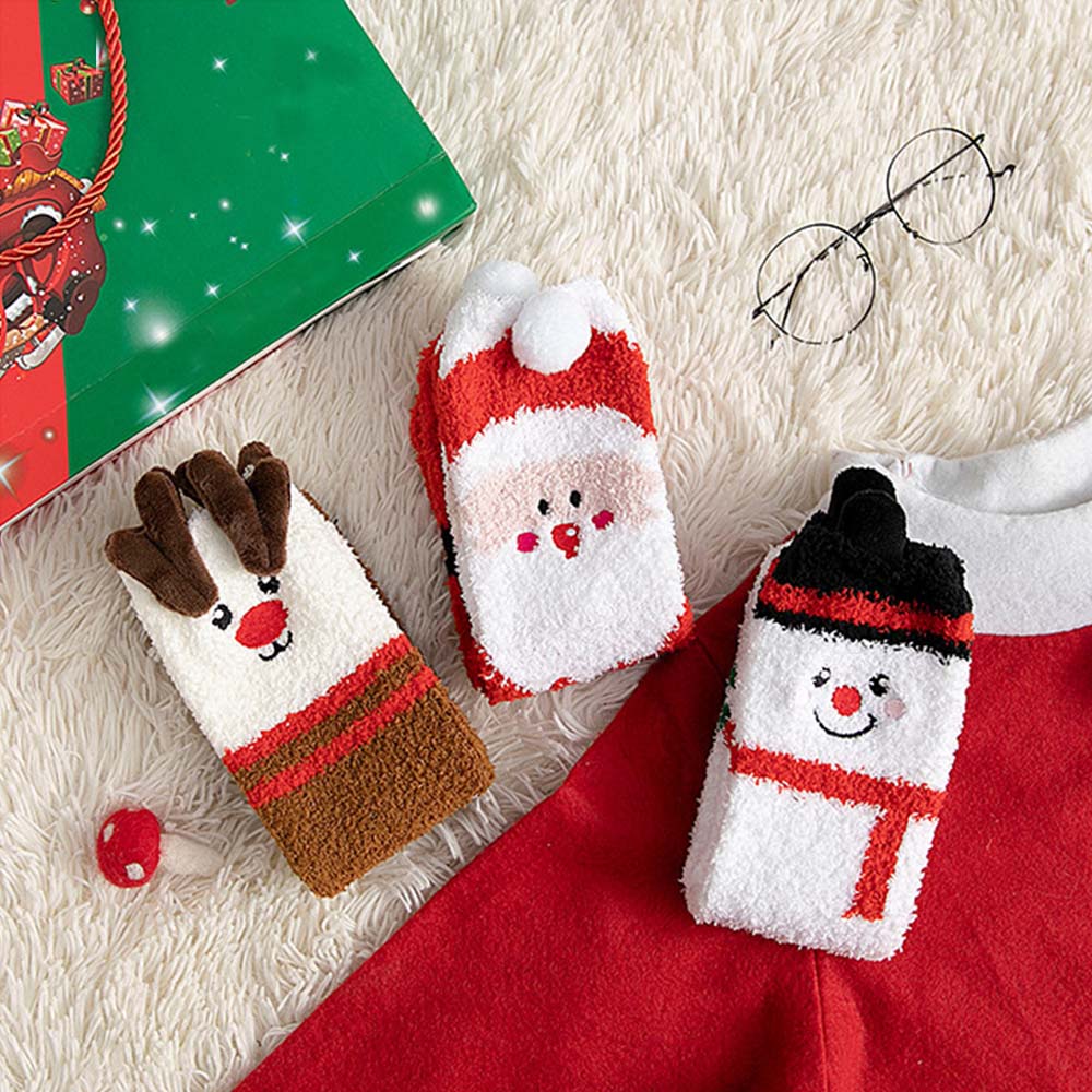 Christmas Socks Plush Coral Fleece Parent-child Christmas Socks Winter Home Floor Socks Christmas Gifts