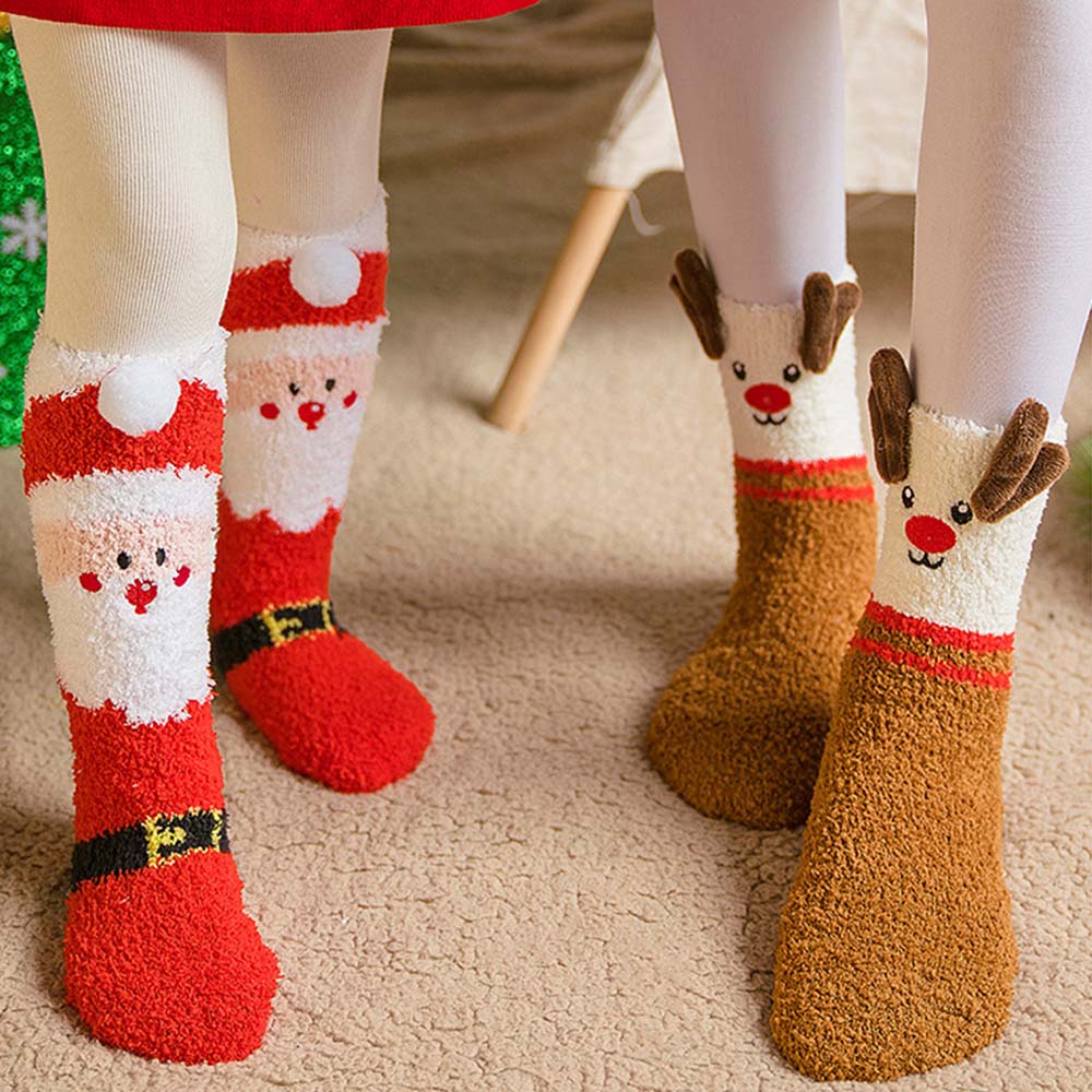 Christmas Socks Plush Coral Fleece Parent-child Christmas Socks Winter Home Floor Socks Christmas Gifts