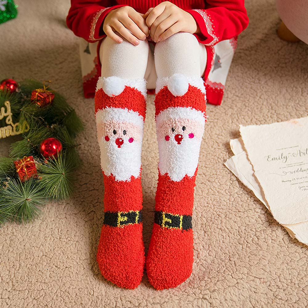 Christmas Socks Plush Coral Fleece Parent-child Christmas Socks Winter Home Floor Socks Christmas Gifts