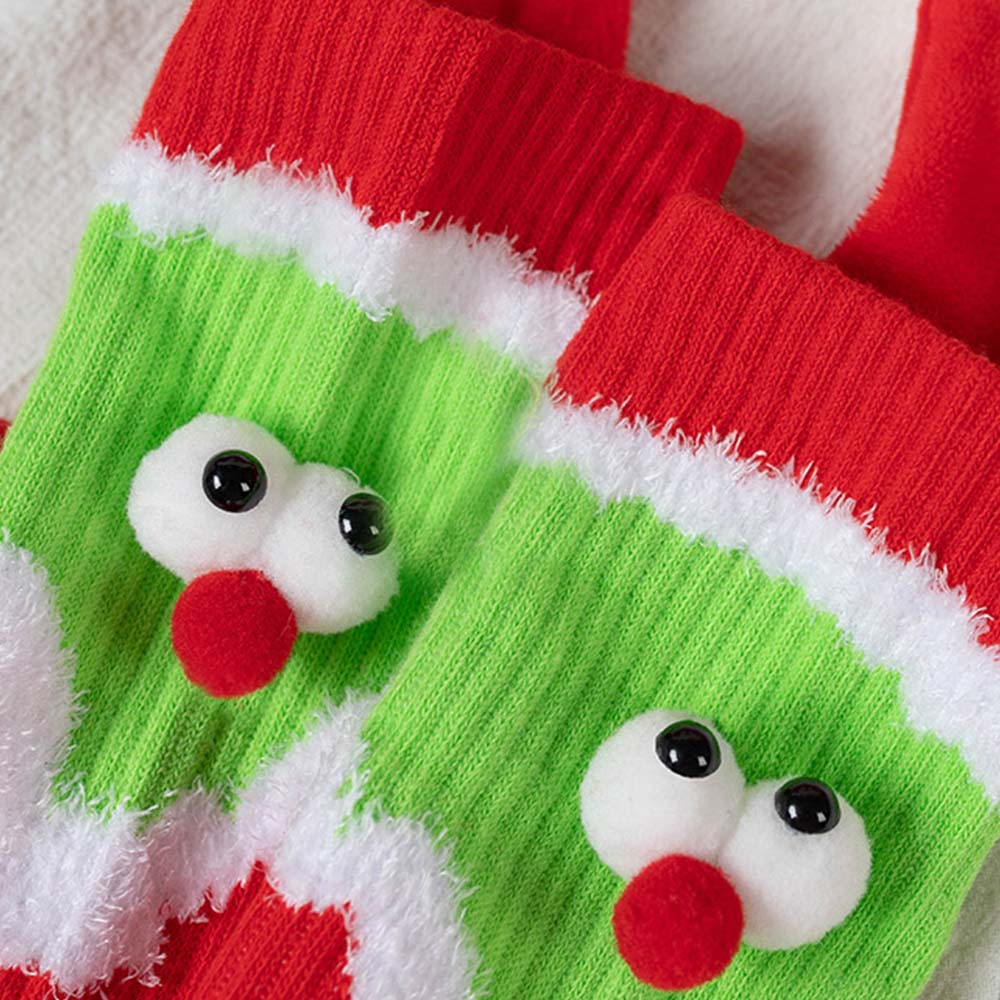 Funny Santa Claus Doll Women's Mid Tube Socks Magnetic Holding Hands Socks Christmas Gifts