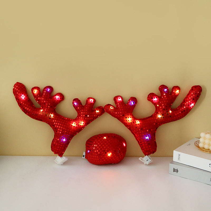 20% OFF THE 2ND Light-Up Reindeer Antlers & Nose for Cars – Festive Car Decorations with LED Lights and Ears, 3 Lighting Modes for SUV, Van, Truck – Rudolph Red Nose Christmas Car Accessories