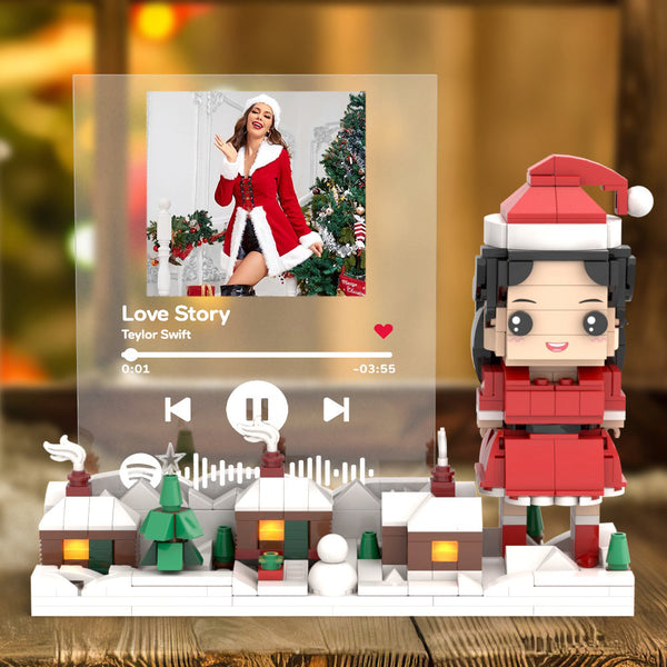 Christmas Gifts Custom Brick Figures & Music Code Plaque Personlized Music Brick Figures Universal Interlocking Plastic Toy