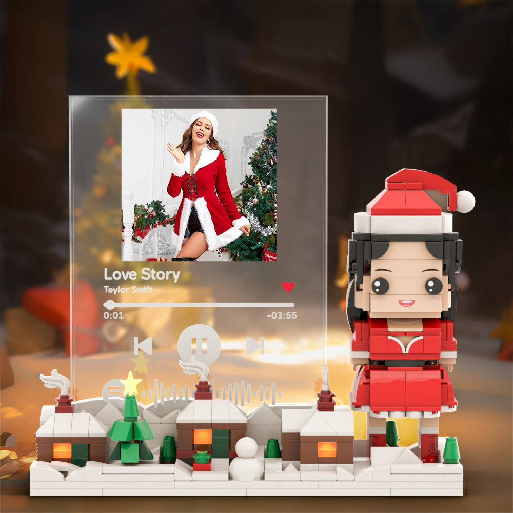 Christmas Gifts Custom Brick Figures & Music Code Plaque Personlized Music Brick Figures Universal Interlocking Plastic Toy