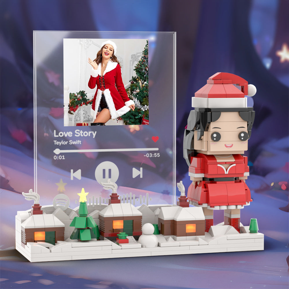 Christmas Gifts Custom Brick Figures & Music Code Plaque Personlized Music Brick Figures Universal Interlocking Plastic Toy