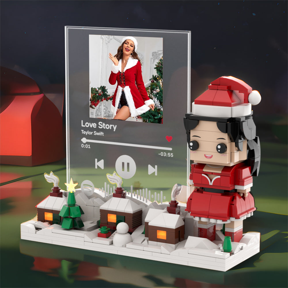 Christmas Gifts Custom Brick Figures & Music Code Plaque Personlized Music Brick Figures Universal Interlocking Plastic Toy