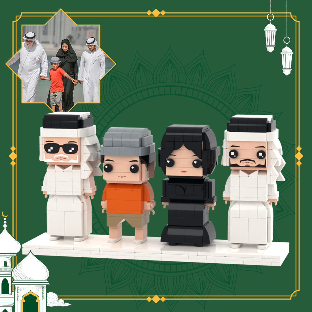 Customizable 4-Person Full Body Brick Figures - Fun Family Gift with Small Particle Blocks