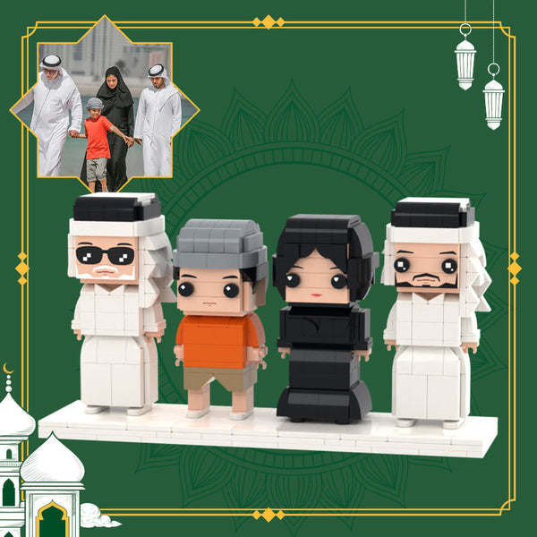 Customizable 4-Person Full Body Brick Figures - Fun Family Gift with Small Particle Blocks