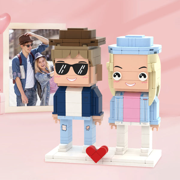 Personalized Valentine's Day Gift Custom Full Body 2-Person Brick Figures Custom Building Block