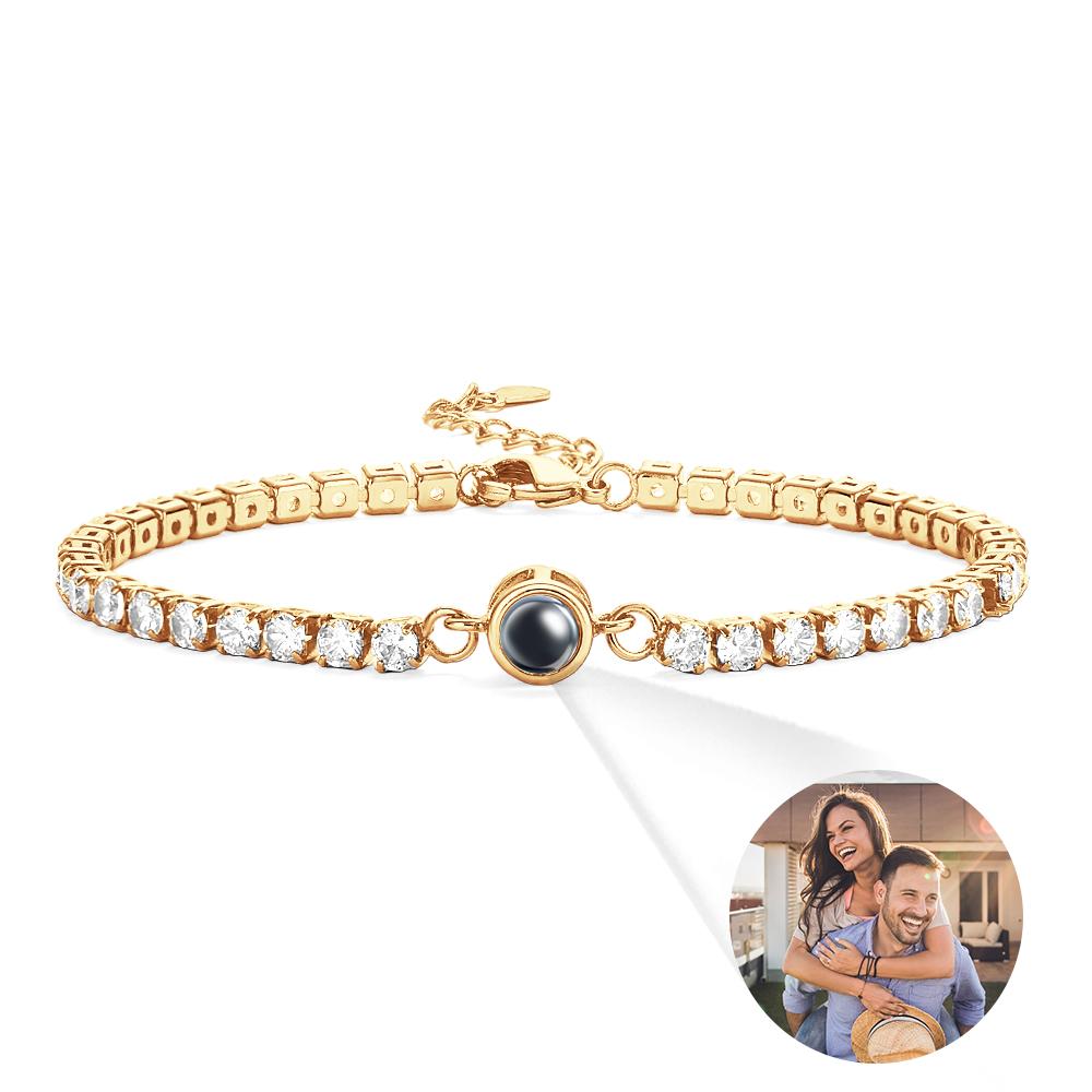 Custom Photo Projection Bracelet Tennis Bracelet Fashionable All Diamonds Bracelet Gifts For Her