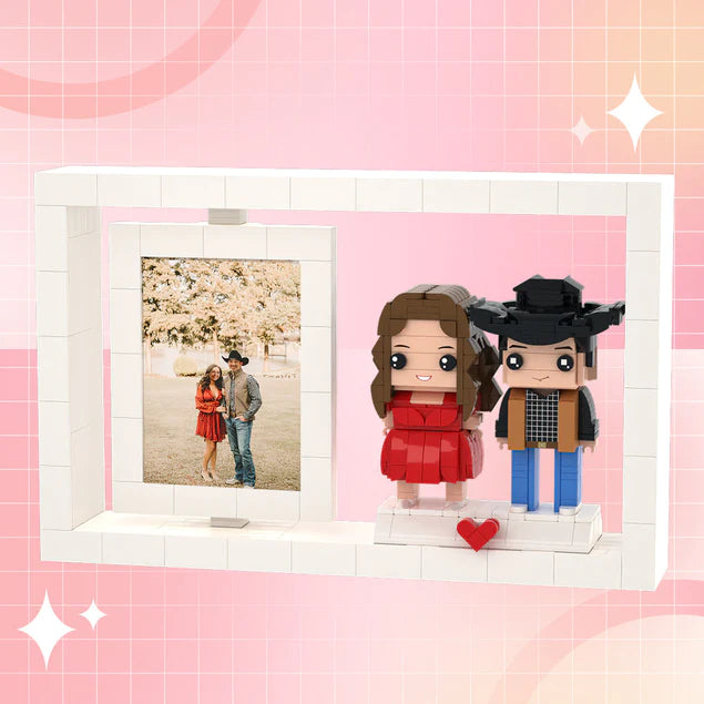 Full Body Customizable 2 People Photo Frame Personalized Interlocking Plastic Toy Custom Brick Figures Small Particle Block Brick Me Figures Home Decoration for Her