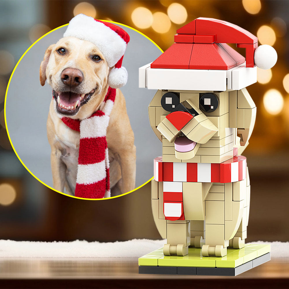 Christmas Detailed Labrador Fully Body Puppy Customizable Labrador 1 Dog Photo Custom Brick Figures Small Particle Block Brick Me Figures Customized Labrador Only