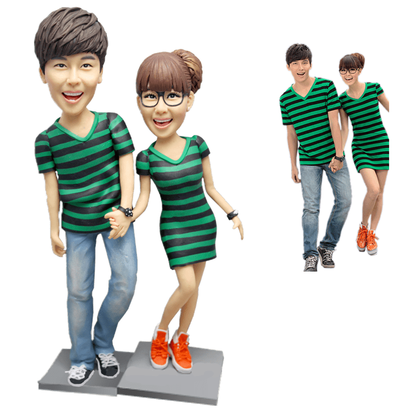 Fully Customizable 2 person Custom Bobblehead With Engraved Text Birthday Gifts