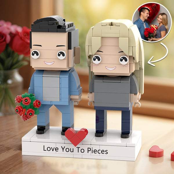 Customized Full Body Brick Figures & Interlocking Plastic Toy - Special Christmas Gift for Couples with Engraved Base