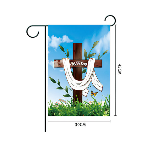 Easter Garden Flag Easter Cross Double-sided Printing Courtyard Garden Flag