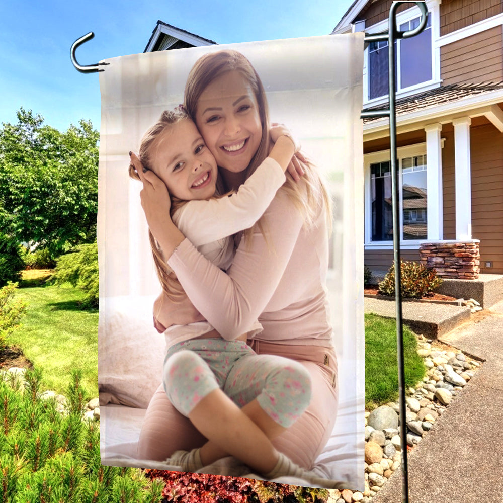 Mother's Day Gift Custom Mother And Daughter Photo Outdoor Garden Flag (12in x 18in)