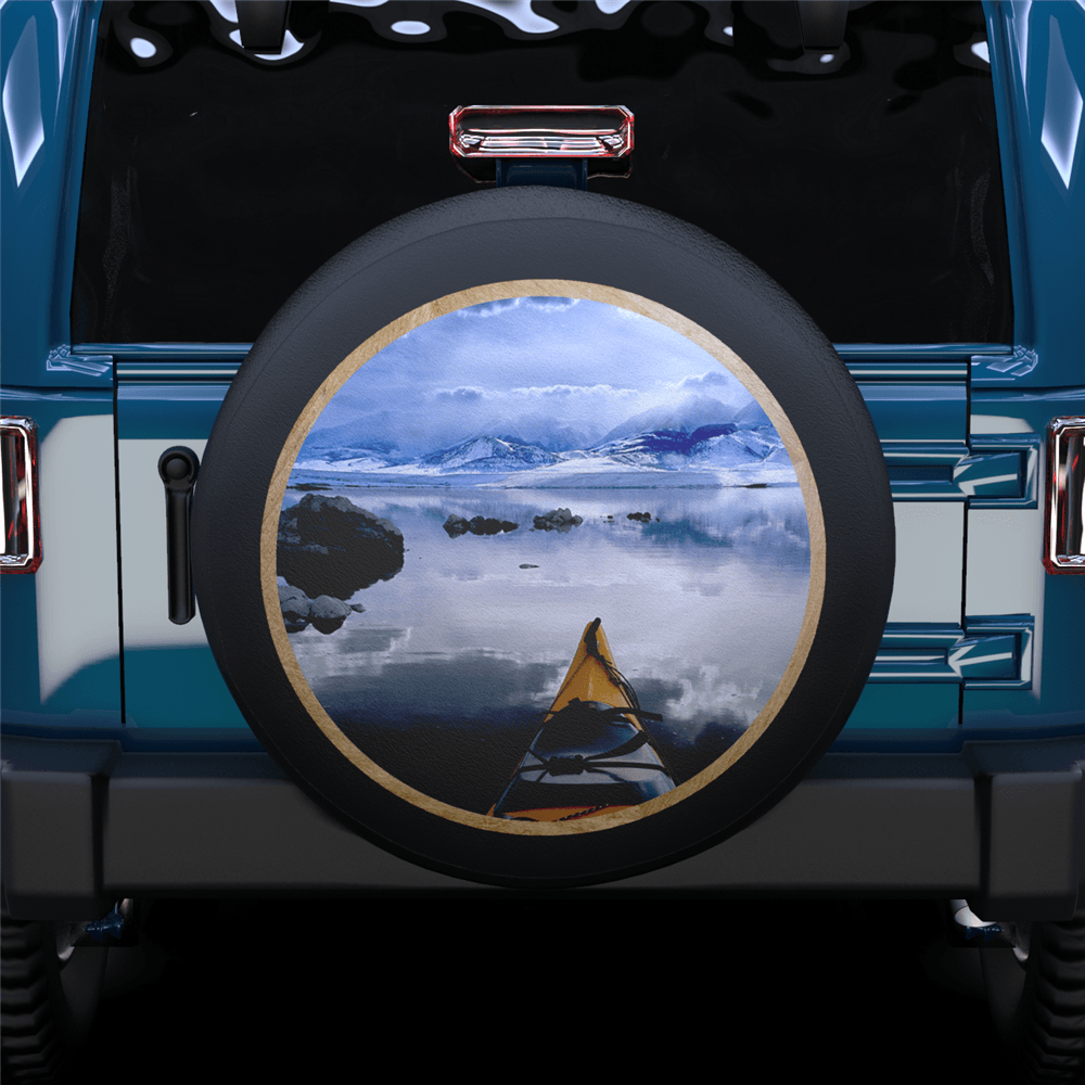 White Landscape Spare Tire Cover For Jeep/RV/Camper/SUV