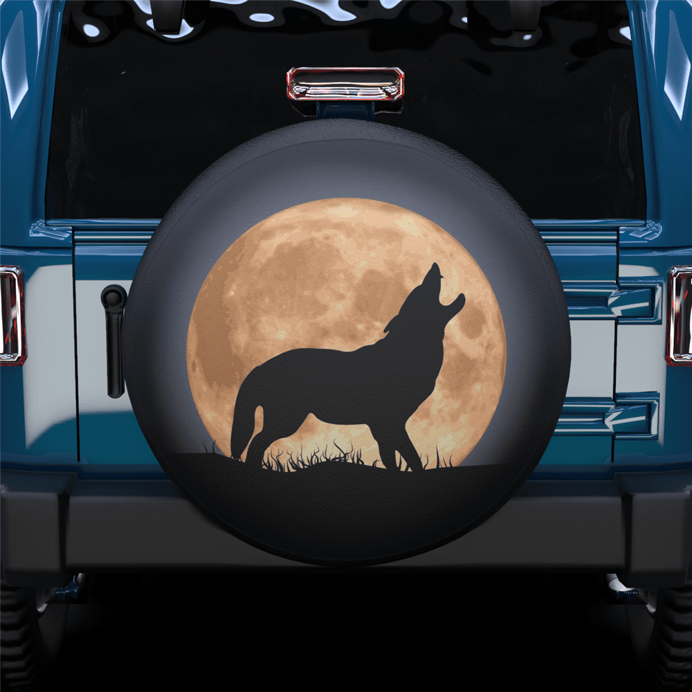 Wolves Under the Moon Spare Tire Cover For Jeep/RV/Camper/SUV