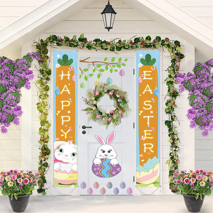 Easter Decoration Couplets Holiday Party Decoration Outdoor Porch Hanging Flags