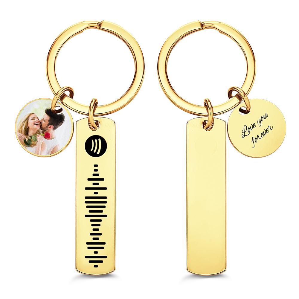 Custom Photo Engraved Keychain Scannable Spotify Code Creative Gifts