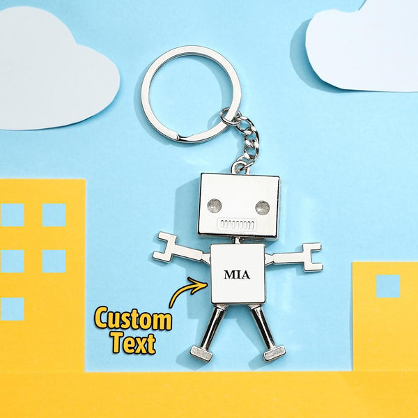 Custom Text Robot Charm Keychain Personalized Keychain Funny Gift